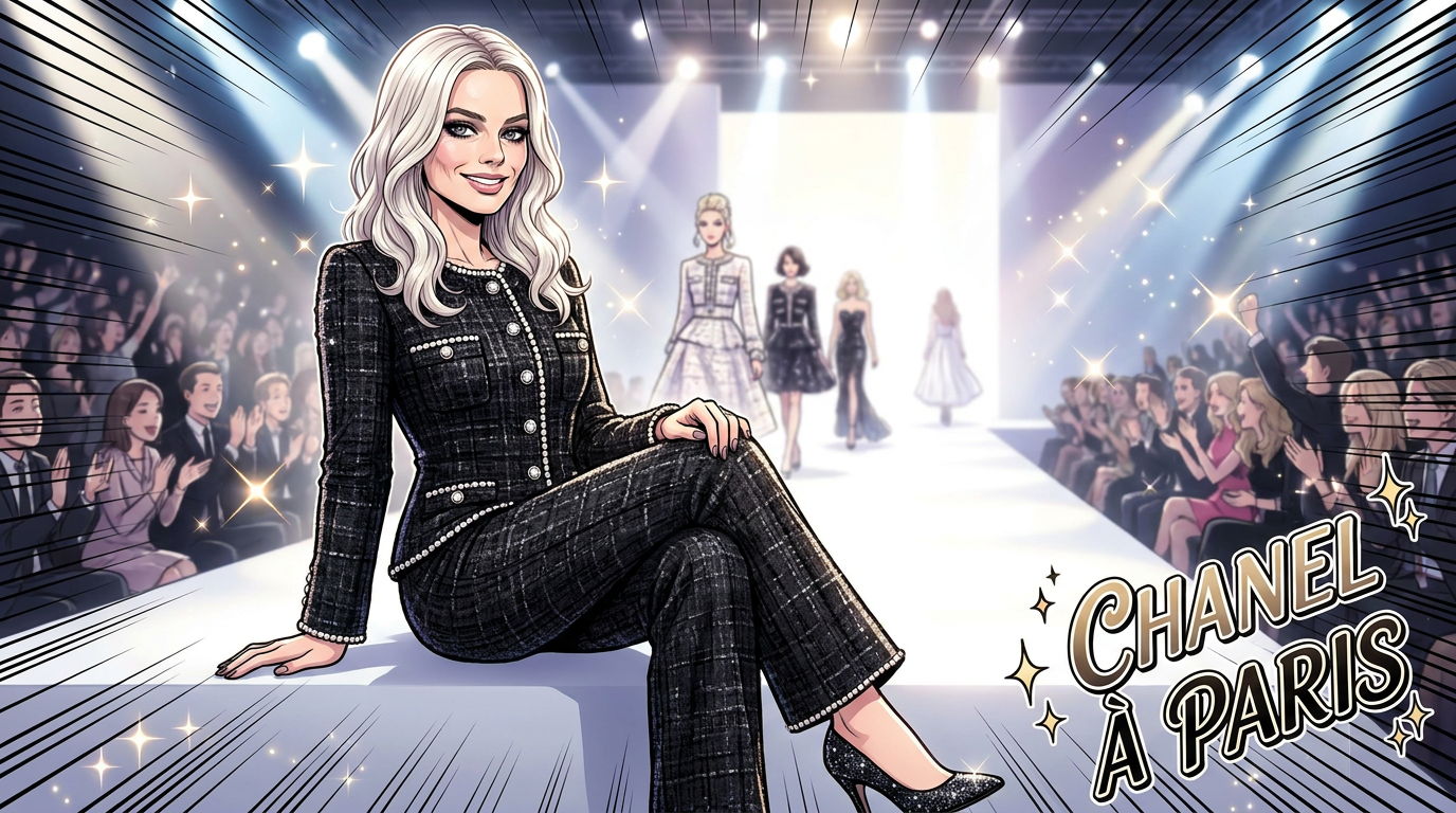 Margot Robbie stupéfie à la Fashion Week de Paris en Chanel