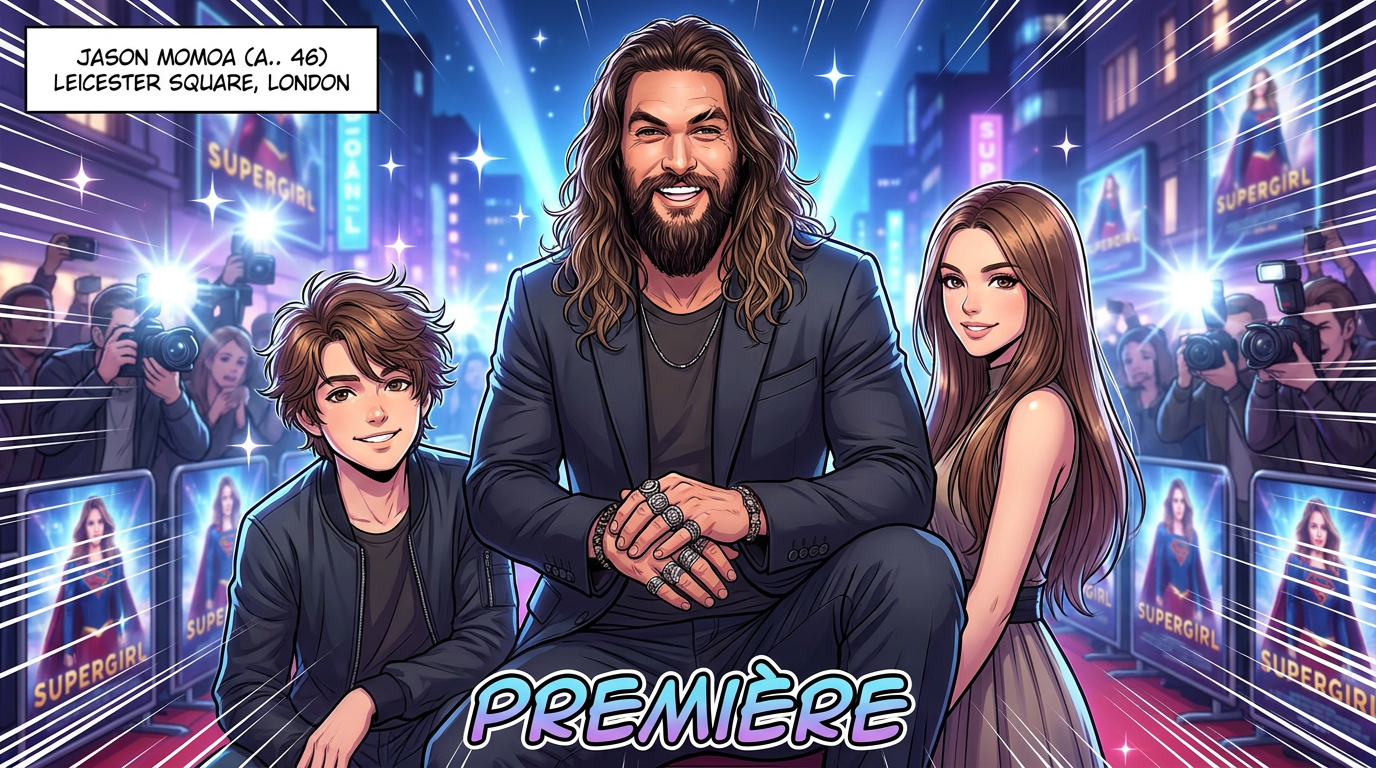 Jason Momoa vient avec ses deux enfants à l'événement "Supergirl" pour une rare apparition sur tapis rouge